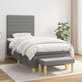 vidaXL, vidaXL Boxspringbett mit Matratze Dunkelgrau 100x200 cm Stoff