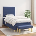 vidaXL, vidaXL Boxspringbett mit Matratze Blau 100x200 cm Stoff