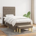 vidaXL, vidaXL Boxspringbett mit Matratze Taupe 90x200 cm Stoff