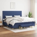vidaXL, vidaXL Boxspringbett mit Matratze Blau 200x200 cm Stoff
