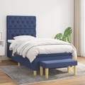 vidaXL, vidaXL Boxspringbett mit Matratze Blau 80x200 cm Stoff