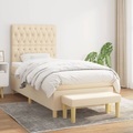 vidaXL, vidaXL Boxspringbett mit Matratze Creme 100x200 cm Stoff