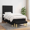 vidaXL, vidaXL Boxspringbett mit Matratze Schwarz 80x200 cm Stoff