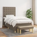 vidaXL, vidaXL Boxspringbett mit Matratze Taupe 90x190 cm Stoff