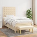 vidaXL, vidaXL Boxspringbett mit Matratze Creme 90x190 cm Stoff