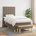 vidaXL, vidaXL Boxspringbett mit Matratze Taupe 90x200 cm Stoff