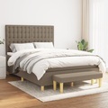 vidaXL, vidaXL Boxspringbett mit Matratze Taupe 140x200 cm Stoff