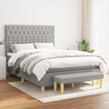 vidaXL, vidaXL Boxspringbett mit Matratze Hellgrau 140x200 cm Stoff