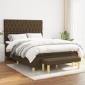 vidaXL, vidaXL Boxspringbett mit Matratze Dunkelbraun 140x200 cm Stoff