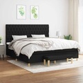 vidaXL, vidaXL Boxspringbett mit Matratze Schwarz 200x200 cm Stoff