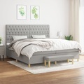 vidaXL, vidaXL Boxspringbett mit Matratze Hellgrau 200x200 cm Stoff