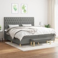 vidaXL, vidaXL Boxspringbett mit Matratze Dunkelgrau 200x200 cm Stoff