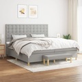 vidaXL, vidaXL Boxspringbett mit Matratze Hellgrau 200x200 cm Stoff