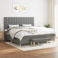 vidaXL, vidaXL Boxspringbett mit Matratze Dunkelgrau 200x200 cm Stoff