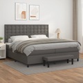 vidaXL, vidaXL Boxspringbett mit Matratze Grau 200x200 cm Kunstleder
