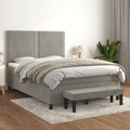 vidaXL, vidaXL Boxspringbett mit Matratze Hellgrau 140x200 cm Samt