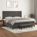 vidaXL, vidaXL Boxspringbett mit Matratze Dunkelgrau 200x200 cm Samt
