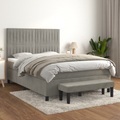 vidaXL, vidaXL Boxspringbett mit Matratze Hellgrau 140x200 cm Samt