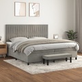 vidaXL, vidaXL Boxspringbett mit Matratze Hellgrau 200x200 cm Samt