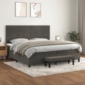 vidaXL, vidaXL Boxspringbett mit Matratze Dunkelgrau 200x200 cm Samt