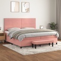 vidaXL, vidaXL Boxspringbett mit Matratze Rosa 200x200 cm Samt