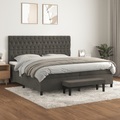 vidaXL, vidaXL Boxspringbett mit Matratze Dunkelgrau 200x200 cm Samt