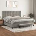 vidaXL, vidaXL Boxspringbett mit Matratze Hellgrau 200x200 cm Samt