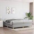 vidaXL, vidaXL Boxspringbett mit Matratze Hellgrau 200x200 cm Stoff