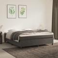 vidaXL, vidaXL Boxspringbett mit Matratze Dunkelgrau 160x200 cm Samt