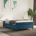 vidaXL, vidaXL Boxspringbett mit Matratze Dunkelblau 140x200 cm Samt