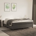 vidaXL, vidaXL Boxspringbett mit Matratze Dunkelgrau 180x200 cm Samt