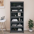 vidaXL, vidaXL Bücherregal Grau 80x35x183 cm Massivholz Kiefer