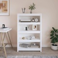 vidaXL, vidaXL Bücherregal Weiß 80x35x126 cm Massivholz Kiefer