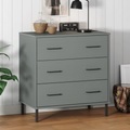 vidaXL, vidaXL Sideboard OSLO mit 3 Schubladen Grau 77x40x79,5 cm Massivholz