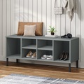 vidaXL, vidaXL Schuhregal OSLO mit Metallbeinen Grau 106x35x45 cm Massivholz