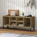 vidaXL, vidaXL Schuhregal OSLO mit Metallbeinen Braun 106x35x45 cm Massivholz