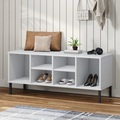vidaXL, vidaXL Schuhregal OSLO mit Metallbeinen Weiß 106x35x45 cm Massivholz