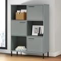 vidaXL, vidaXL Bücherregal OSLO mit Metallbeinen Grau 90x35x128,5cm Massivholz