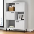 vidaXL, vidaXL Bücherregal OSLO mit Metallbeinen Weiß 90x35x128,5cm Massivholz