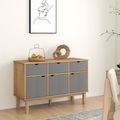 vidaXL, vidaXL Sideboard Braun und Grau 114x43x73,5 cm Massivholz Kiefer