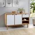 vidaXL, vidaXL Sideboard OTTA Braun&Weiß 114x43x73,5 cm Massivholz Kiefer