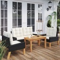 vidaXL, vidaXL 4-tlg. Garten-Lounge-Set mit Kissen Poly Rattan&Massivholz