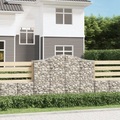 vidaXL, vidaXL Gabione mit Hochbogen 200x50x140/160 cm Verzinktes Eisen