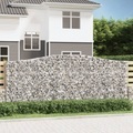 vidaXL, vidaXL Gabione mit Hochbogen 400x50x160/180 cm Verzinktes Eisen