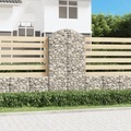 vidaXL, vidaXL Gabione mit Hochbogen 100x30x180/200 cm Verzinktes Eisen