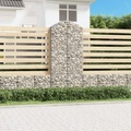 vidaXL, vidaXL Gabione mit Hochbogen 100x30x220/240 cm Verzinktes Eisen