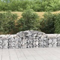 vidaXL, vidaXL Gabione mit Hochbogen 300x50x60/80 cm Verzinktes Eisen