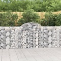 vidaXL, vidaXL Gabione mit Hochbogen 200x30x100/120 cm Verzinktes Eisen