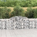 vidaXL, vidaXL Gabione mit Hochbogen 300x30x80/100 cm Verzinktes Eisen
