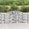vidaXL, vidaXL Gabione mit Hochbogen 300x30x100/120 cm Verzinktes Eisen